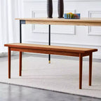 47" Wood & Rattan Entryway Bench with Rounded Corners – Walnut Finish