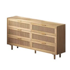 6-Drawer Dresser with Rattan Front Panels