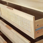 6-Drawer Dresser with Rattan Front Panels
