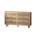 6-Drawer Dresser with Rattan Front Panels