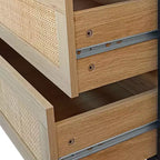 6-Drawer Dresser with Rattan Front Panels