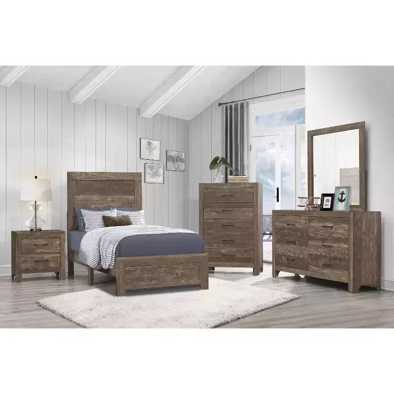 Farmhouse Style 5-Drawer Wood Chest for Bedroom