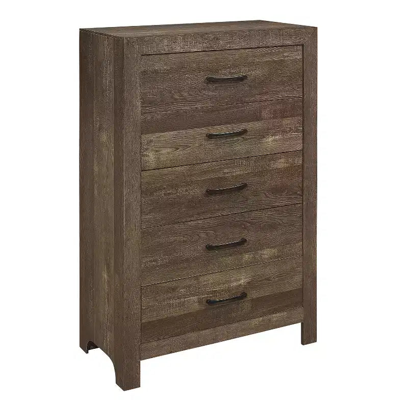 Farmhouse Style 5-Drawer Wood Chest for Bedroom