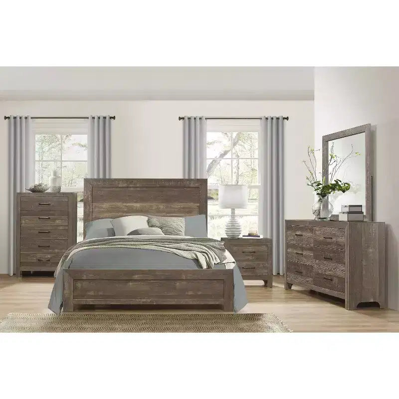 Farmhouse Style 5-Drawer Wood Chest for Bedroom