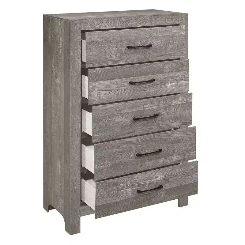 Farmhouse Style 5-Drawer Wood Chest for Bedroom