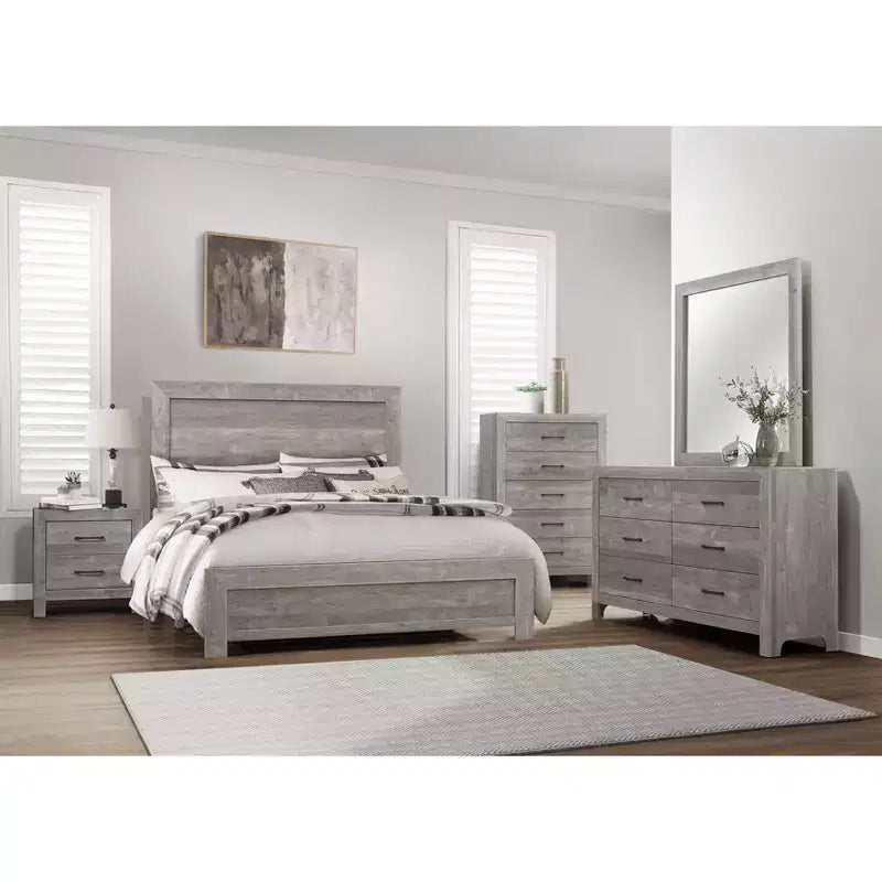 Farmhouse Style 5-Drawer Wood Chest for Bedroom