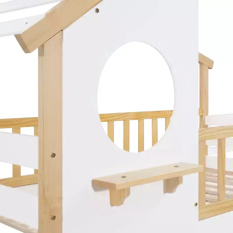 Twin-Over-Twin Stairway Bunk Bed with Storage Drawers and Guard Rail