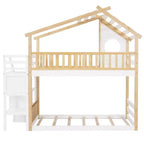 Twin-Over-Twin Stairway Bunk Bed with Storage Drawers and Guard Rail