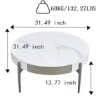 Round Ceramic Coffee Table with Drawers and Metal Legs