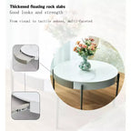 Round Ceramic Coffee Table with Drawers and Metal Legs