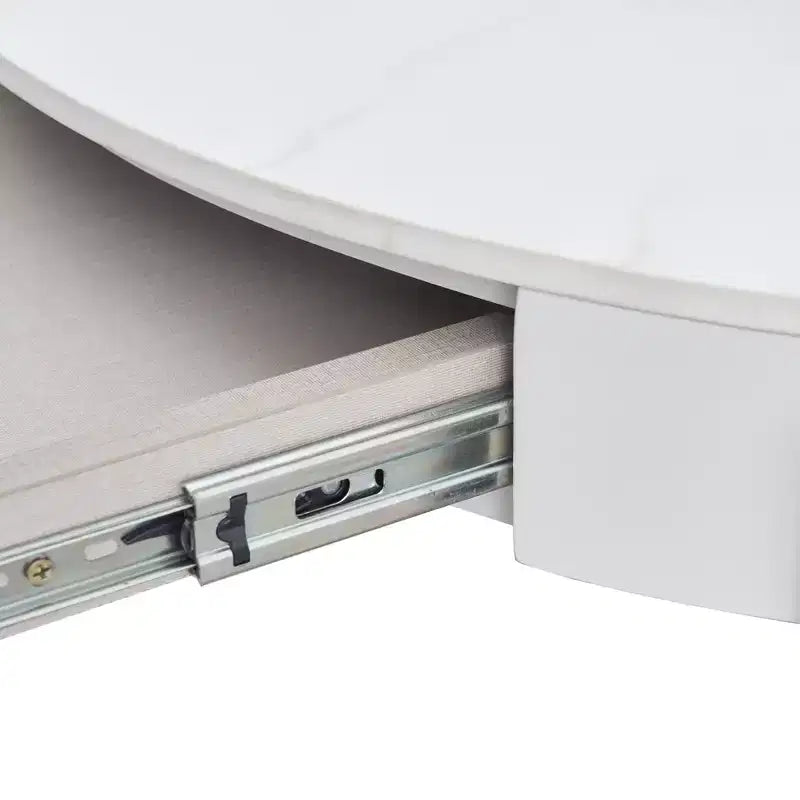 Round Ceramic Coffee Table with Drawers and Metal Legs