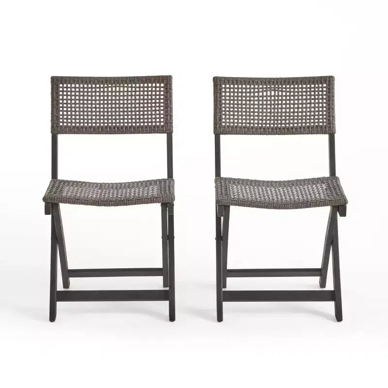 Set of 2 Bistro Chairs with Metal Frame, Indoor Outdoor Use