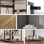 Corner Coat Rack with Shoe Bench and Storage Shelf