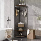 Corner Coat Rack with Shoe Bench and Storage Shelf
