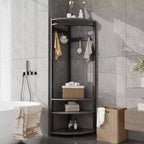 Corner Coat Rack with Shoe Bench and Storage Shelf