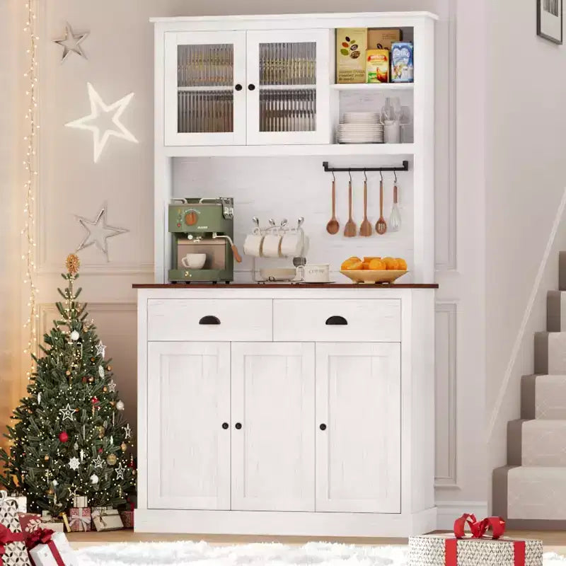 Freestanding Kitchen Pantry Cabinet with Adjustable Shelves