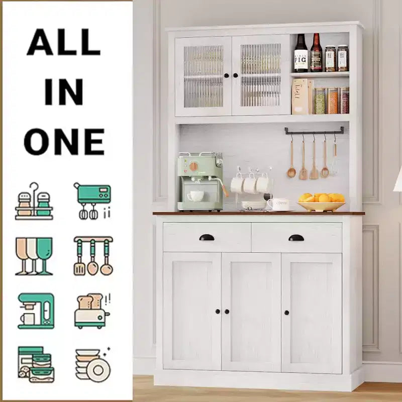 Freestanding Kitchen Pantry Cabinet with Adjustable Shelves