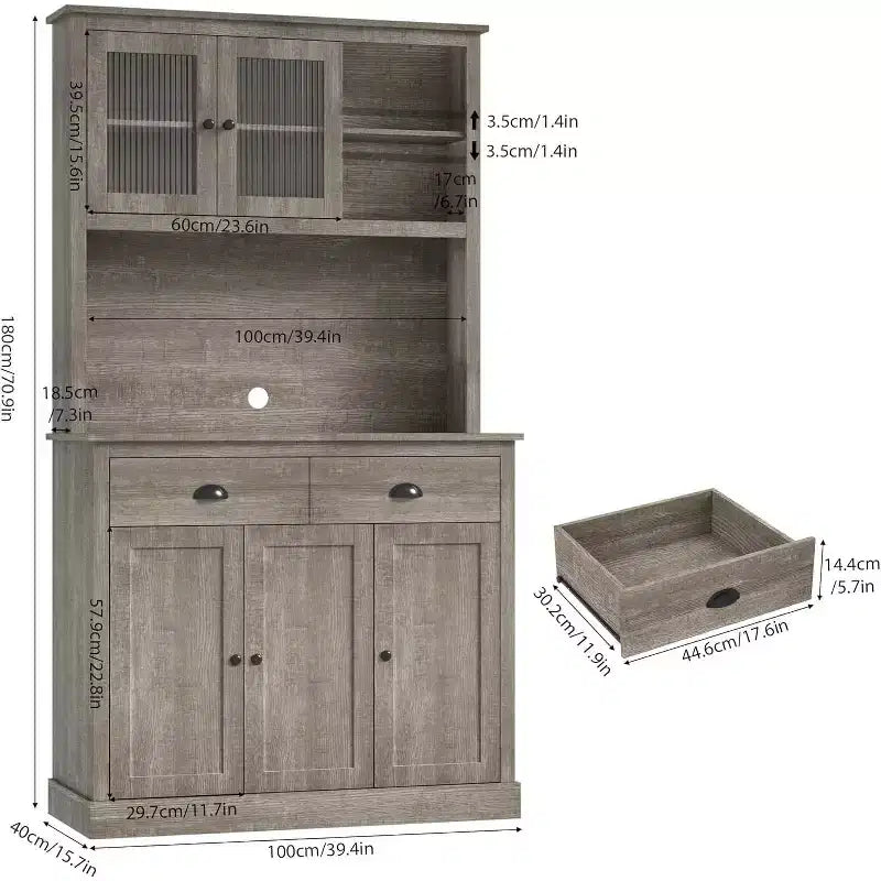 Freestanding Kitchen Pantry Cabinet with Adjustable Shelves