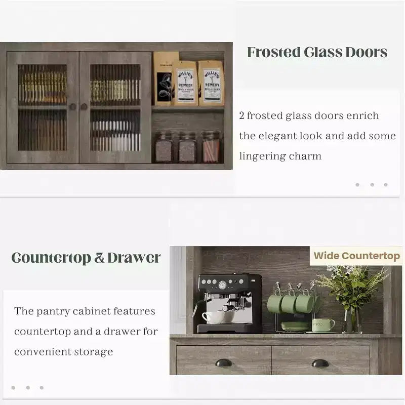 Freestanding Kitchen Pantry Cabinet with Adjustable Shelves