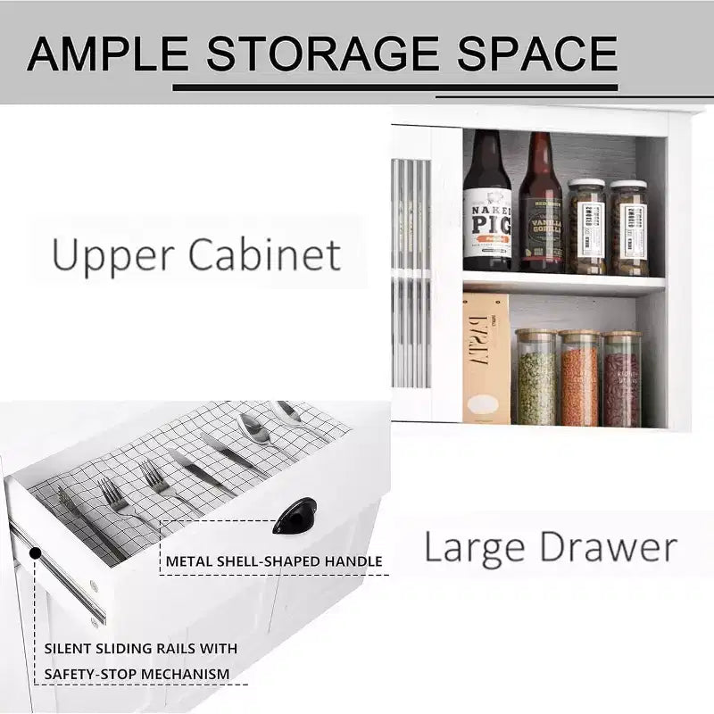 Freestanding Kitchen Pantry Cabinet with Adjustable Shelves