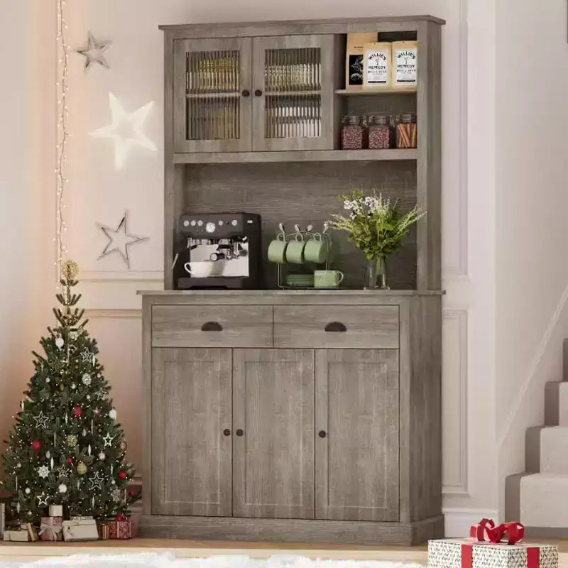 Freestanding Kitchen Pantry Cabinet with Adjustable Shelves