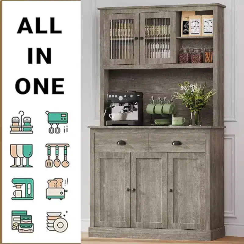 Freestanding Kitchen Pantry Cabinet with Adjustable Shelves