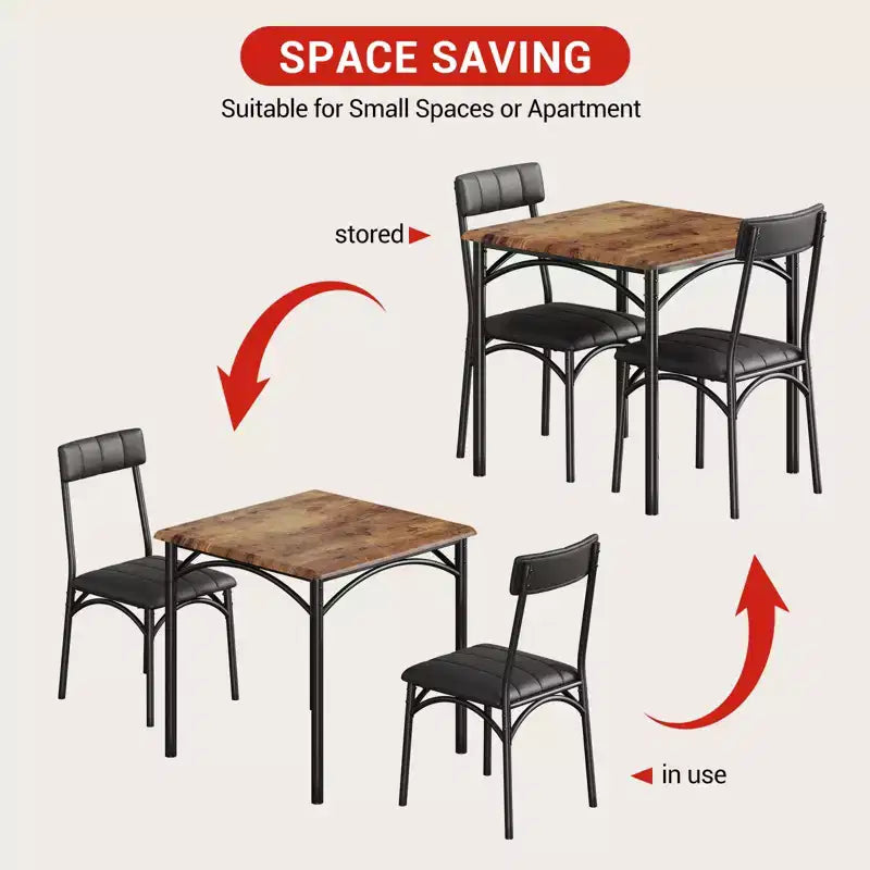 Square Dining Table Set for 2 with Upholstered Chairs