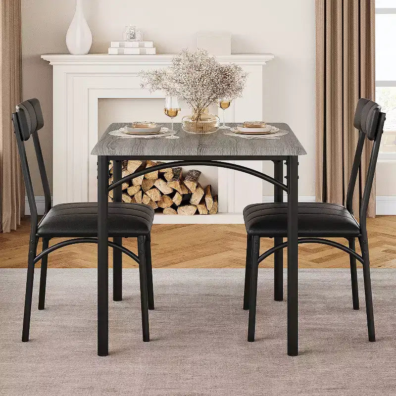 Square Dining Table Set for 2 with Upholstered Chairs