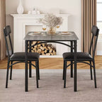 Square Dining Table Set for 2 with Upholstered Chairs