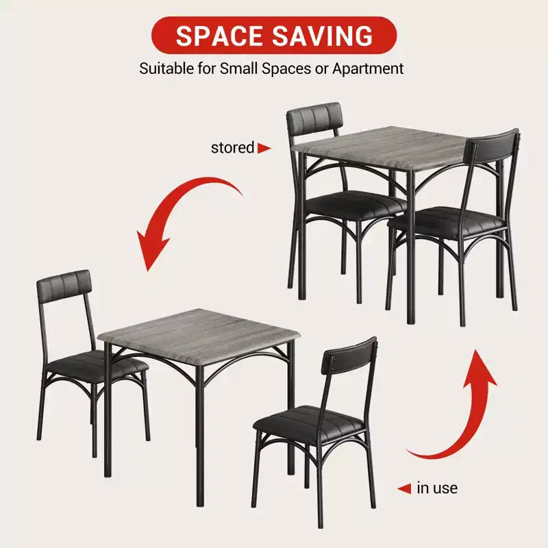 Square Dining Table Set for 2 with Upholstered Chairs