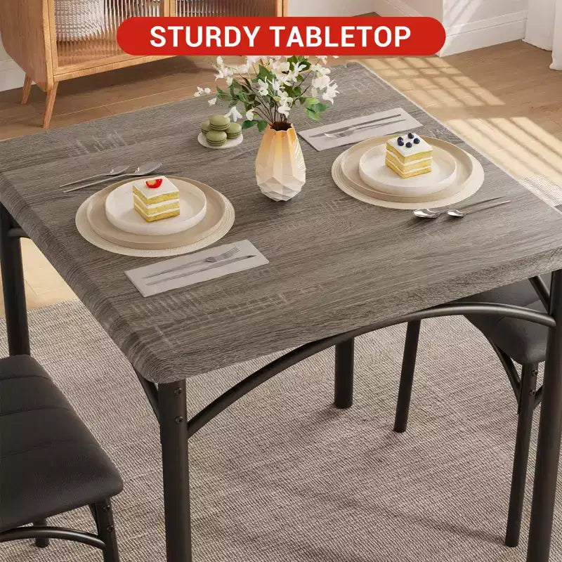 Square Dining Table Set for 2 with Upholstered Chairs
