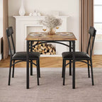 Square Dining Table Set for 2 with Upholstered Chairs