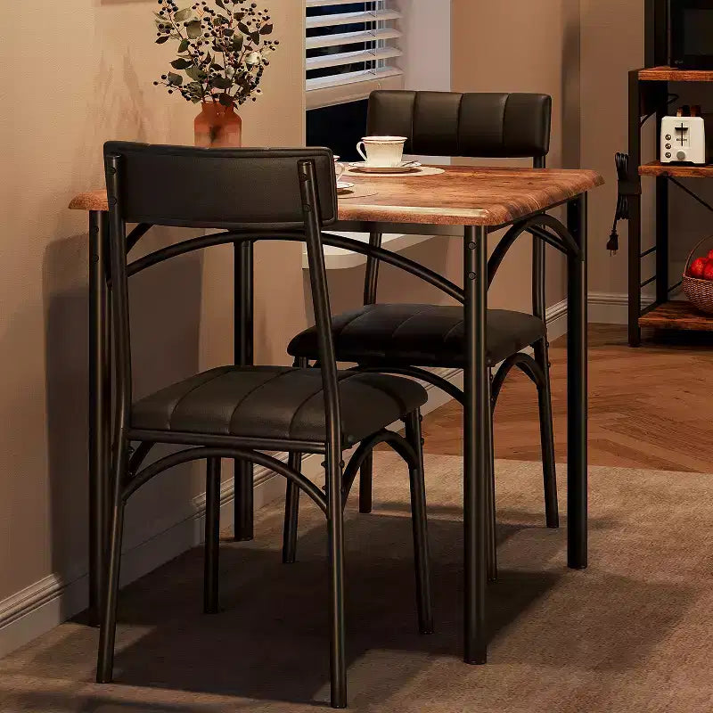 Square Dining Table Set for 2 with Upholstered Chairs