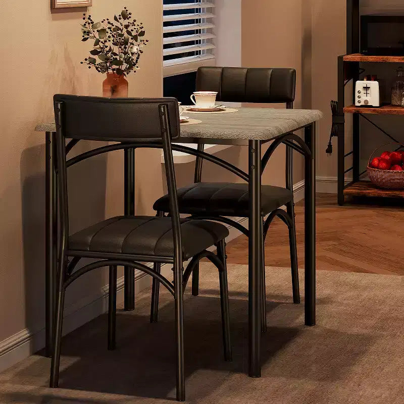 Square Dining Table Set for 2 with Upholstered Chairs