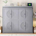 Wood Murphy Bed with Charging Ports