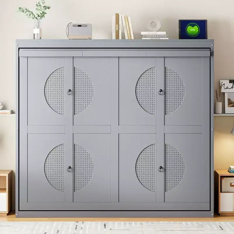 Wood Murphy Bed with Charging Ports