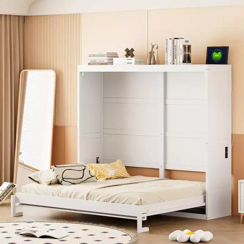 Wood Murphy Bed with Charging Ports