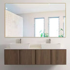 35 in. W x 59 in. H Rectangular Metal Framed Wall Mirror in Gold