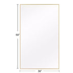 35 in. W x 59 in. H Rectangular Metal Framed Wall Mirror in Gold