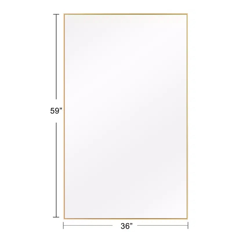 35 in. W x 59 in. H Rectangular Metal Framed Wall Mirror in Gold