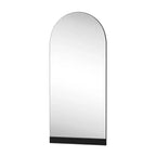 31 in. W x 71 in. H Full-Length Arched Wood Frame Wall Mirror with Striped Wooden Base in Black