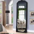 30 in. W x 69 in. H Arched Solid Wood Framed Full Length Mirror in Black