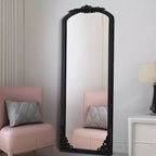 30 in. W x 69 in. H Arched Solid Wood Framed Full Length Mirror in Black