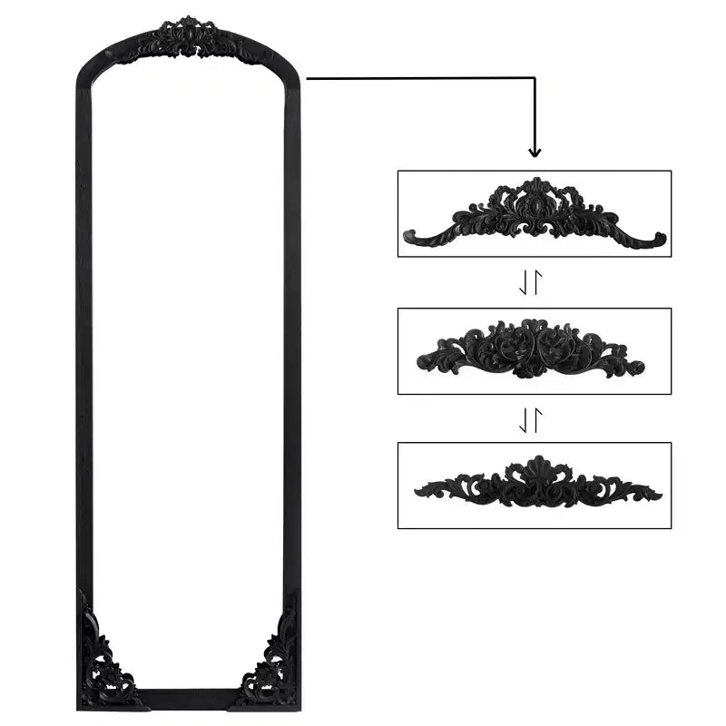 30 in. W x 69 in. H Arched Solid Wood Framed Full Length Mirror in Black