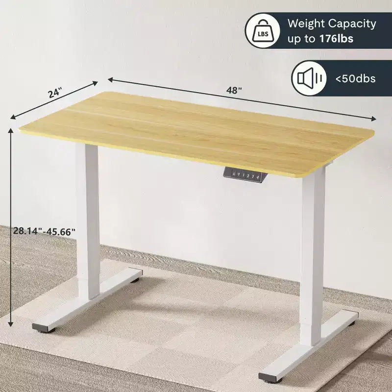 Electric Height-Adjustable Standing Desk with Solid Desktop