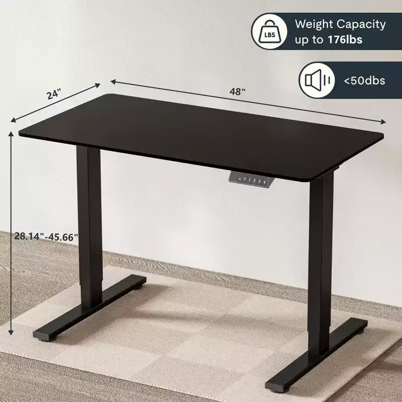 Electric Height-Adjustable Standing Desk with Solid Desktop