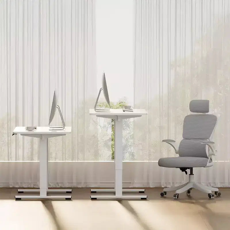Electric Height-Adjustable Standing Desk with Solid Desktop