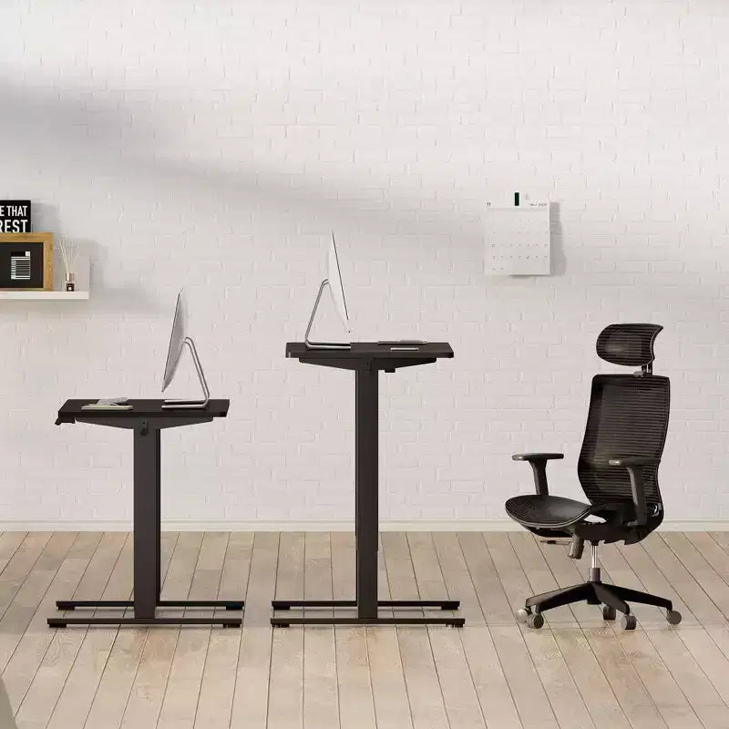 Electric Height-Adjustable Standing Desk with Solid Desktop