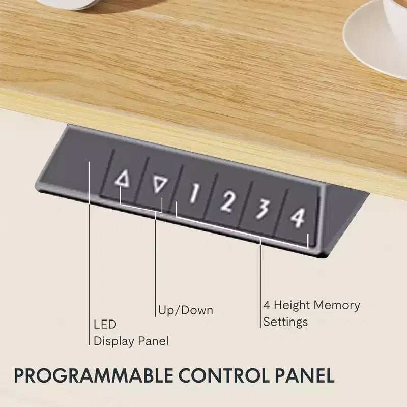 Electric Height-Adjustable Standing Desk with Solid Desktop