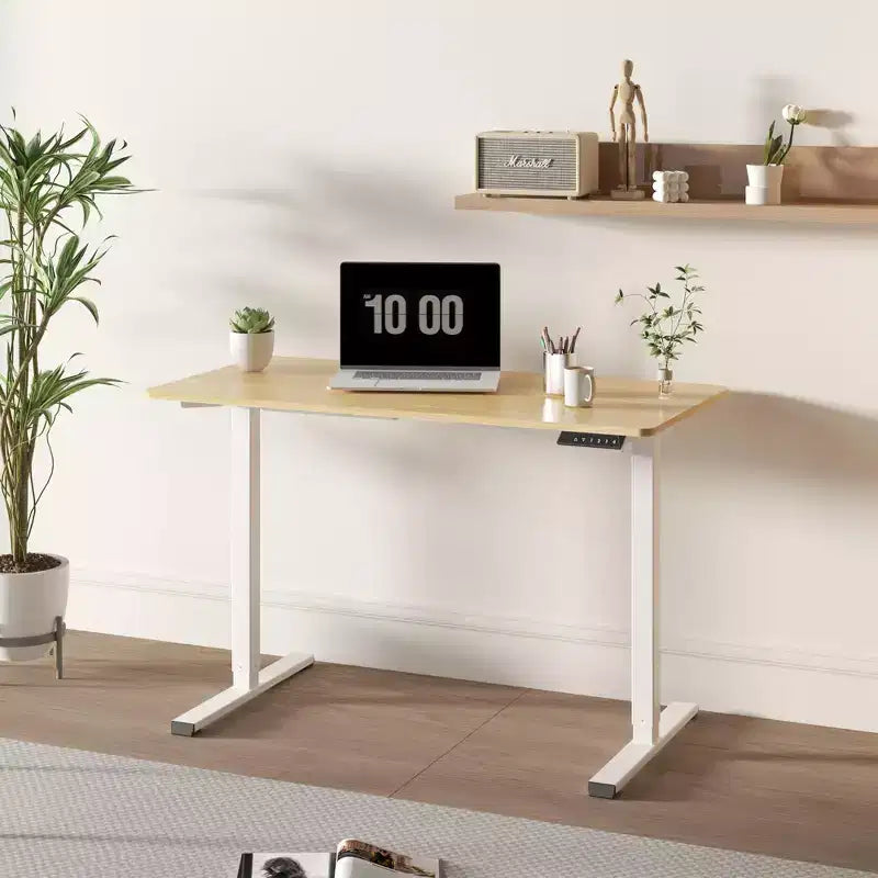 Electric Height-Adjustable Standing Desk with Solid Desktop